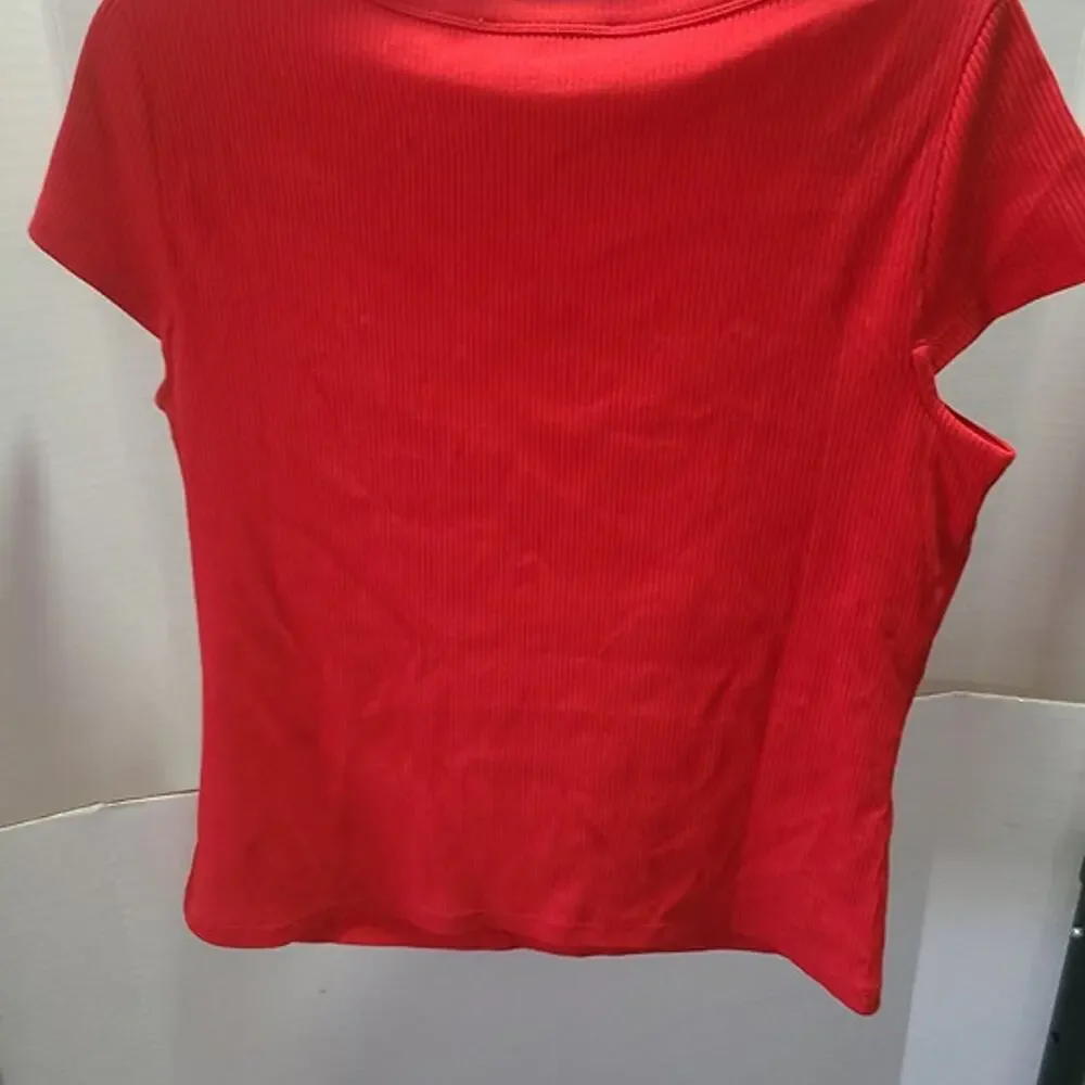 Michael Kors Ribbed Knit Top Red Women's Medium NWT